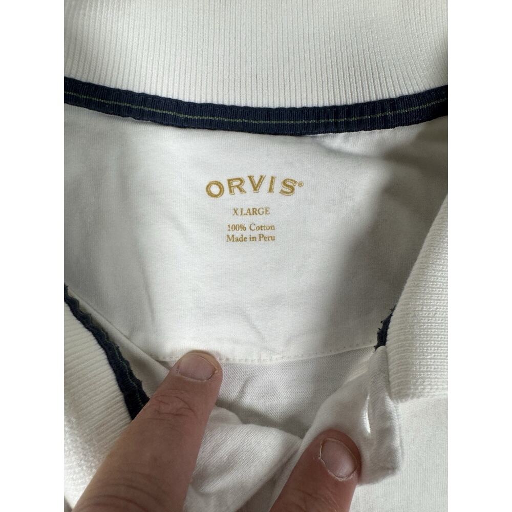 Orvis Polo Shirt XL White 100% Cotton Short Sleeve Classic Casual Made Peru - Picture 3 of 15